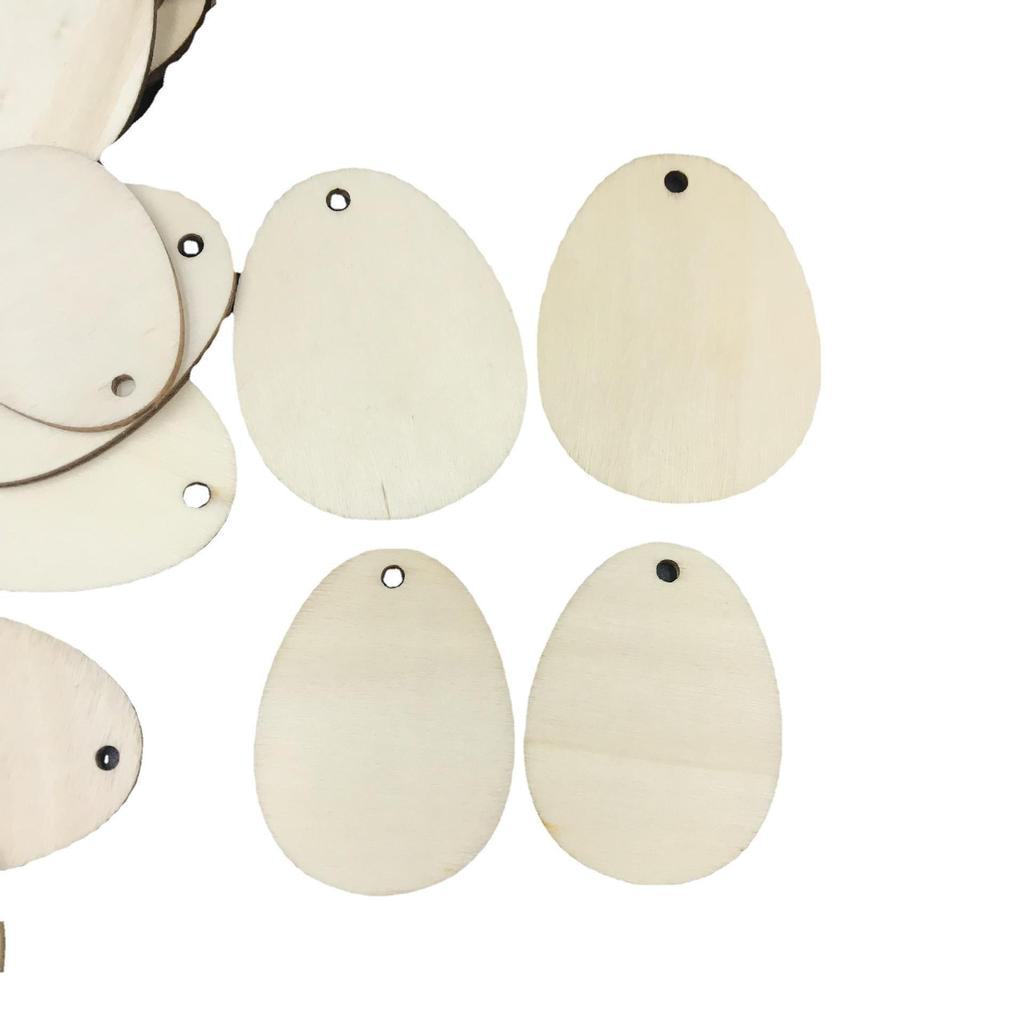 Easter Oval Wood Chip Crafts with Hemp Rope - DIY Handmade Wooden Pendant