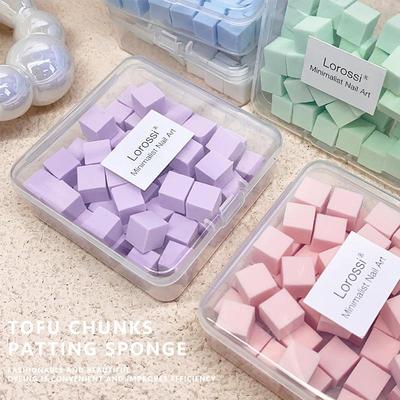 50Pcs Mini Square Nail Sponge Powder Puff Nails Art Gel Polish Tools Makeup Cosmetic Nail Buffer Block For Manicure Accessories