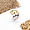 Versatile Geometric Gold & Silver Colorblock Ring: Elegant, Luxurious, and Stylish for Women