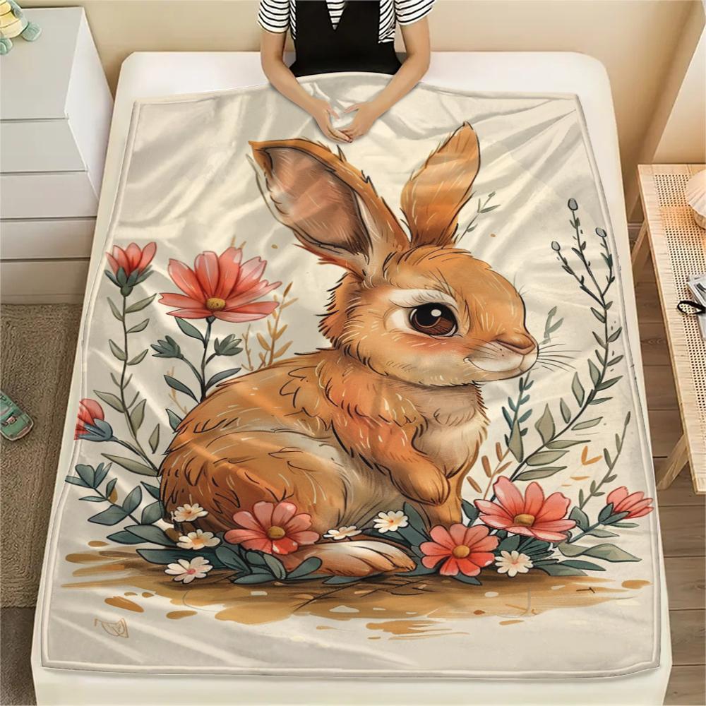 1Pc Cartoon Print Flannel Blanket, High Quality Comfortable for All Seasons, Home Decor, Warmth and Comfort, Perfect for Christmas Birthday Gift