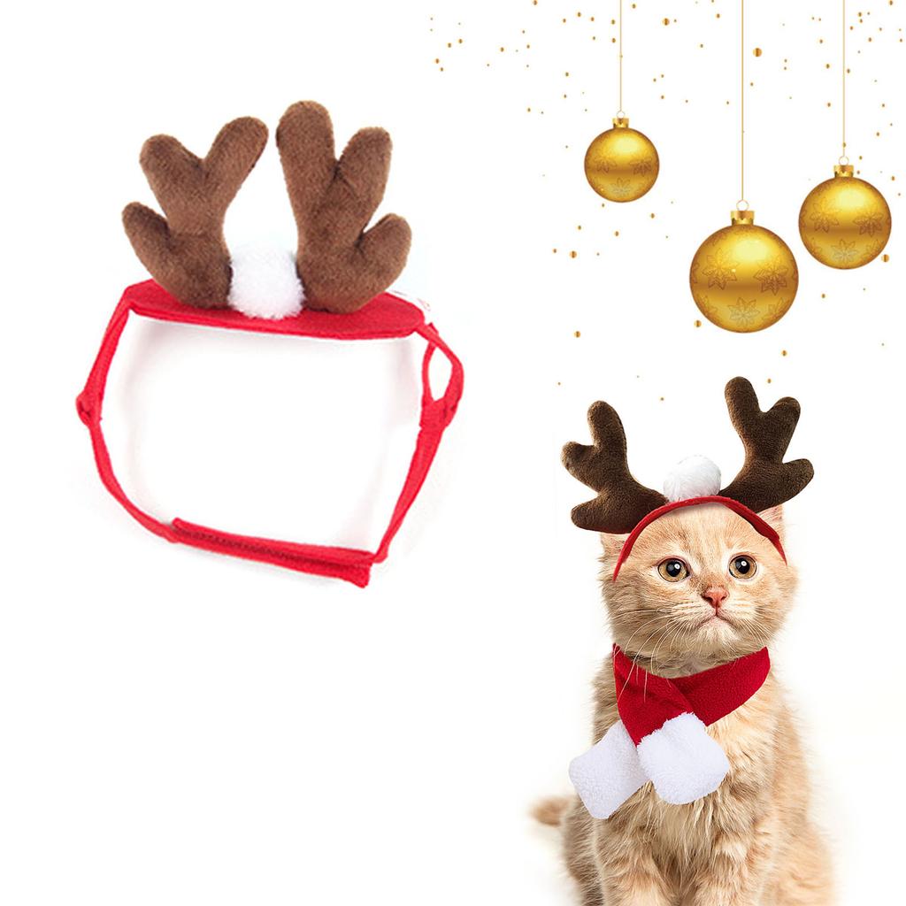 Festive Pet Antler Headband +Scarf Set Dress Up Your Furry Friend! Christmas Photo Props for Dogs and Cats Accessories