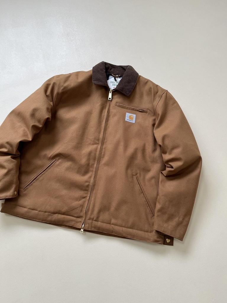 US High Street Carhartt Canvas Arbeitsjacke: Schwere Unisex Freizeit-Jacke mit Kragen für Frühling, Herbst, Winter