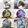 Fashion Vintage Horse Pattern Design Dome Glass Alloy Keychain Backpack Pendant Hanging Decoration Car Keyring Gifts