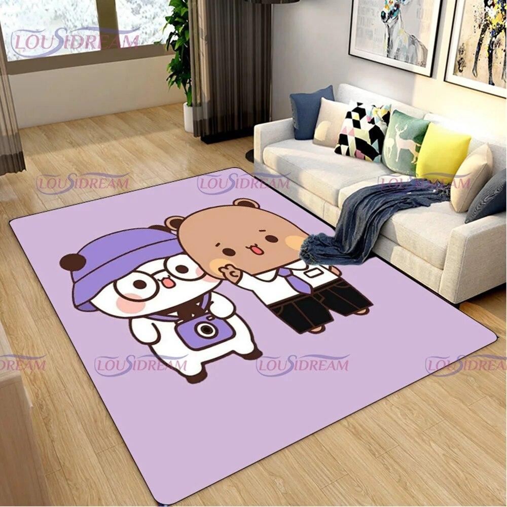 3D Print Cartoon Bubu and Dudu Carpet Cute Lover Bear Area Rug for Living Room Bedroom Decorate Door Mat Kids Room Rug Gift