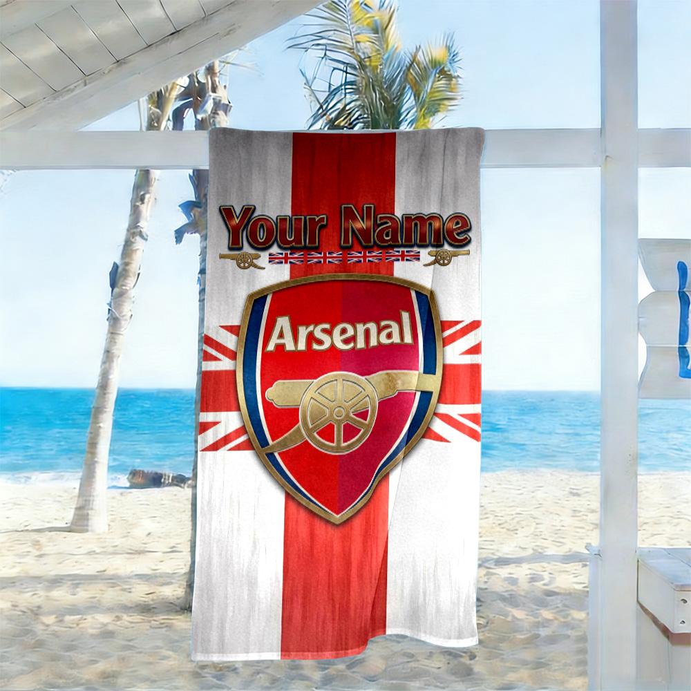 Arsenal F.c. Customized Name Beach Towel Quick-Dry Soft Microfiber