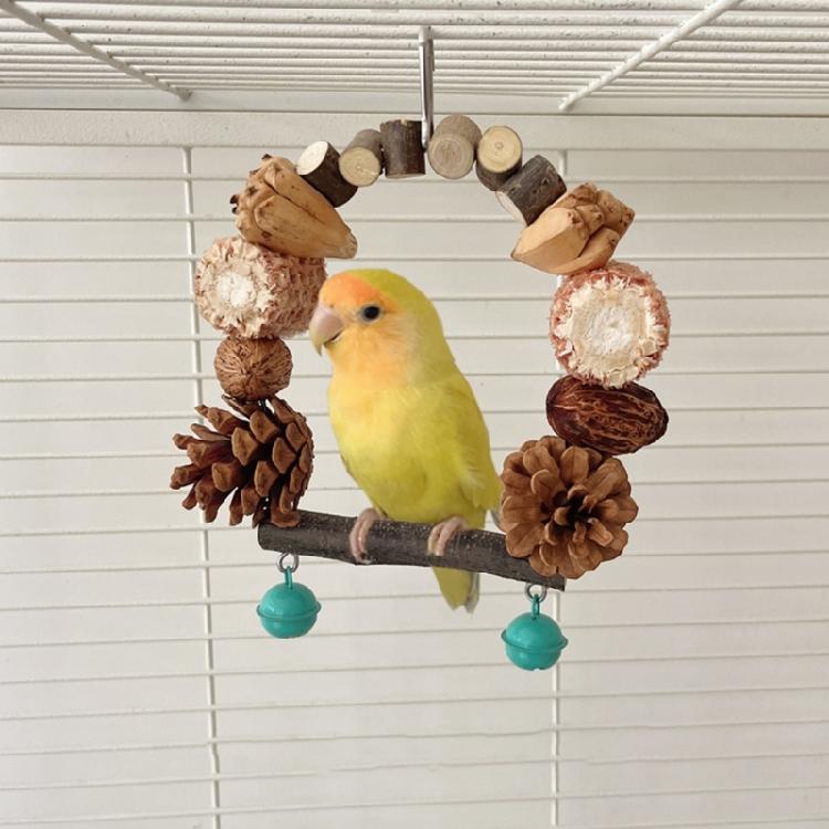 Bird Parrot Perch Naturally Bird Swing Multiple Functional Wood Perch for Bird