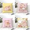 Cute Cartoon Lulu Pig Cushion Cover Eco Linen Pillow Case DoubleSided Print Breathable Durable Zipper Home Decor Gift