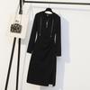 2023 Autumn Hooded Zipper Slit Dress for Women - Large Size, Slimming, Belly-Covering, Age-Reducing Style