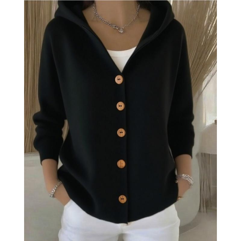 Autumn and Winter Hooded Knitted Cardigan Women's Solid Color Casual Fashion Sweater Jacket Women