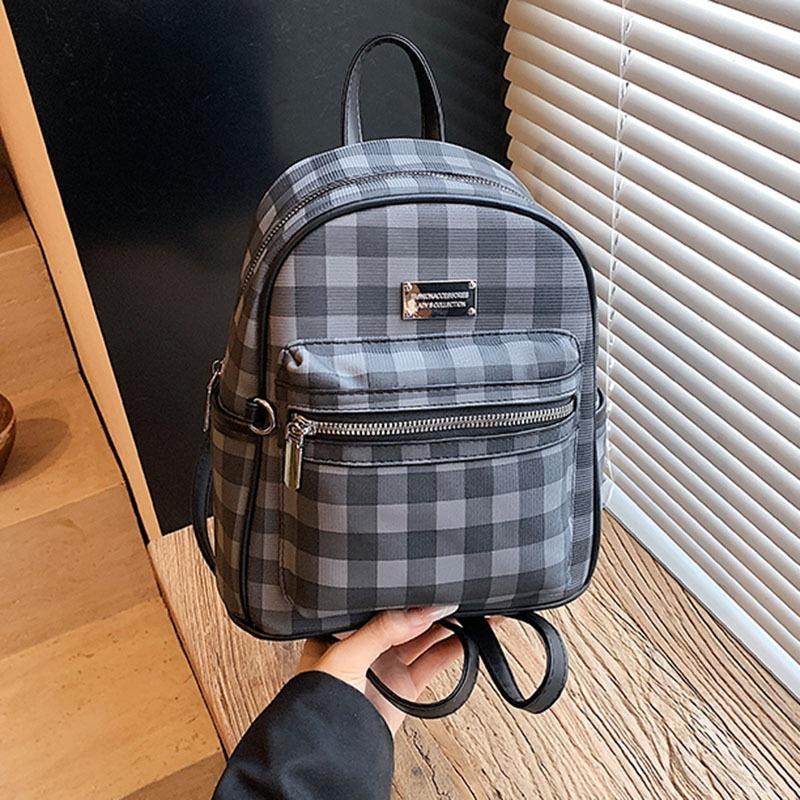 

Клетчатый рюкзак в стиле ретро, женский модный рюкзак большой вместимости для отдыха, студенческий школьный рюкзак высокой ценности, легкий дорожный рюкзак чёрный