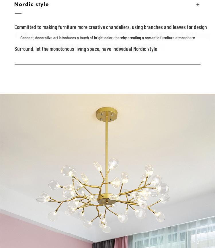 Nordic Firefly Branch Chandelier - Creative Lighting for Living Room or Bedroom