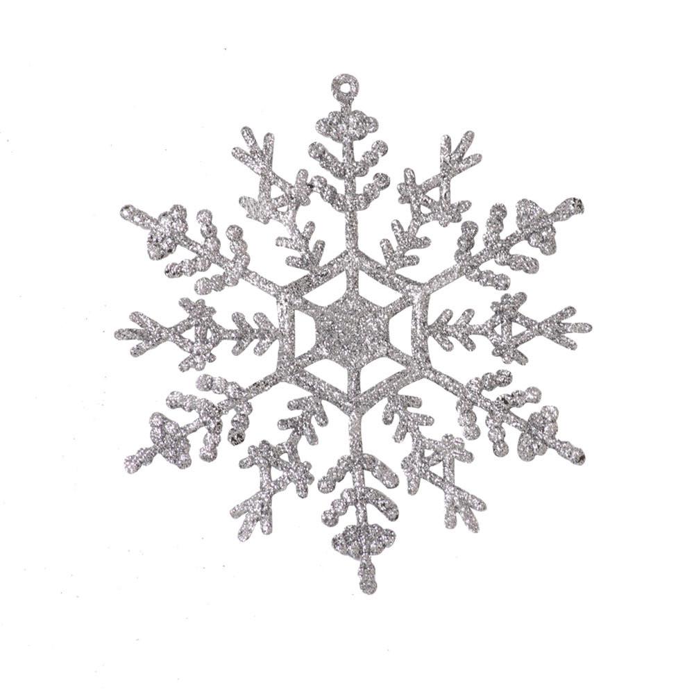 Charmants Ornements Flocon de Neige en Plastique 12 cm Pour Décorations d'Arbre de Noël en Or Rouge Argent Rose et Blanc