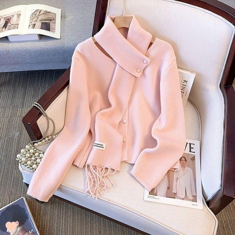Beautiful scarf loose new thermal sweater women s knitted cardigan jacket 2025 autumn and winter red with thickening S