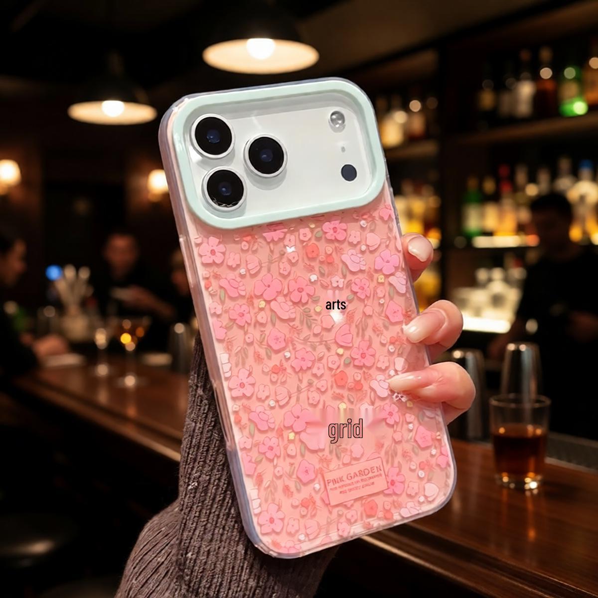

Colorblock Fresh Floral Phone Case for iPhone 17 Pro Max / 16 / 15 / 11 with Bow Design iPhone 16