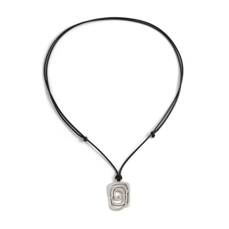 

Fashionable Unisex Swirl Pendant Leather Rope Necklace Sturdy Alloy Jewelry Accessory for Parties and Everyday Wear 1