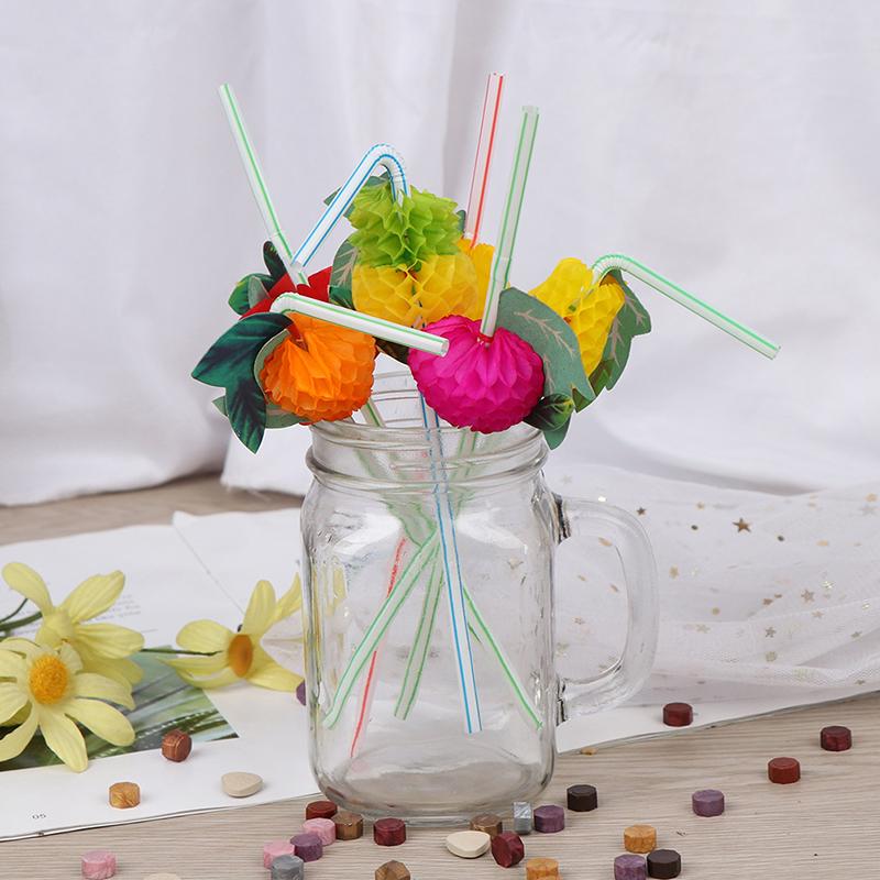 50pcs Hawaiian 3D Fruit Cocktail Straws Umbrella Drinking Straws Party Decor