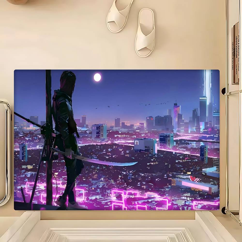 C-Cyberpunk S-SamuraiS Mata pod drzwi wejściowe Zmywalna Antypoślizgowa Mata obszarowa pod sofę krzesła do salonu Kuchnia Wycieraczka powitalna