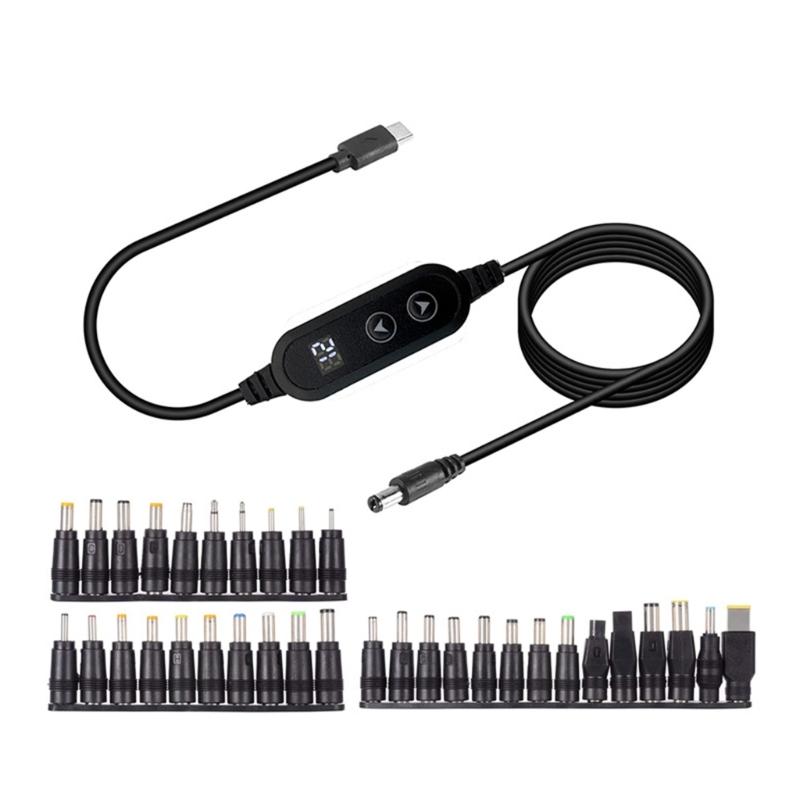 Multiple Voltages Type C To DC5525 Charging Cable Cord Compatibles Modems Notebook And 3A Powerful Devices