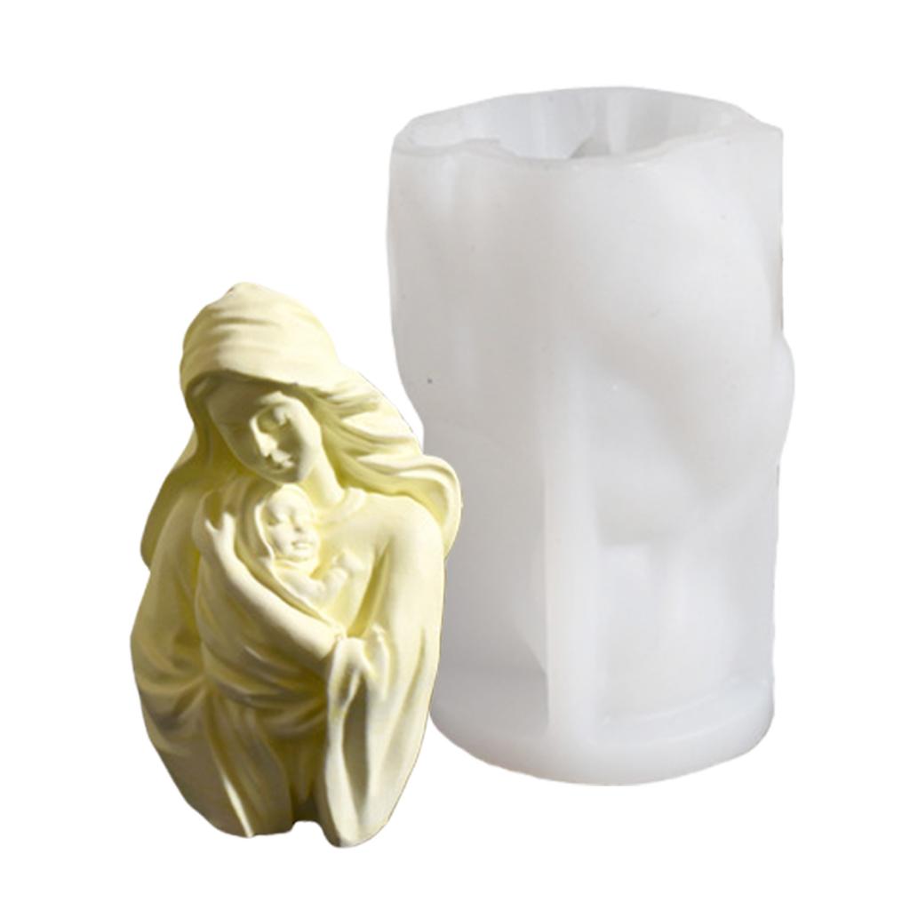 Molde de Silicone Virgem Maria e Menino Design Flexível Antiaderente para Fácil Desmoldagem Perfeito para Velas e Artesanatos Feitos à Mão