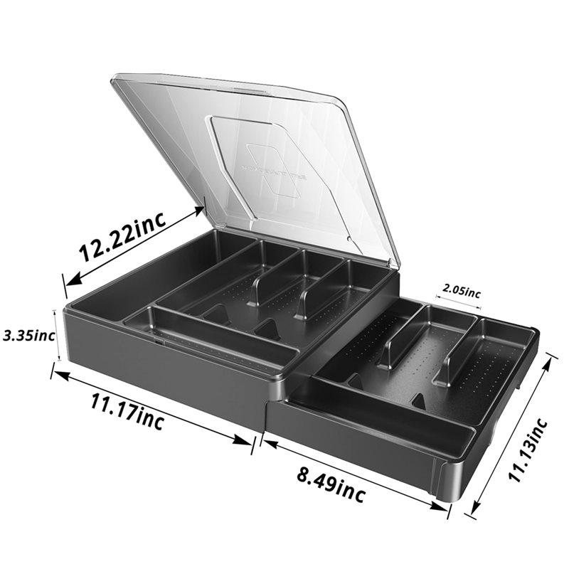 Silverware Tray Double-Layer With Lid, For Utensil Drawer Organizer, Cutlery Storage Holder With Cover
