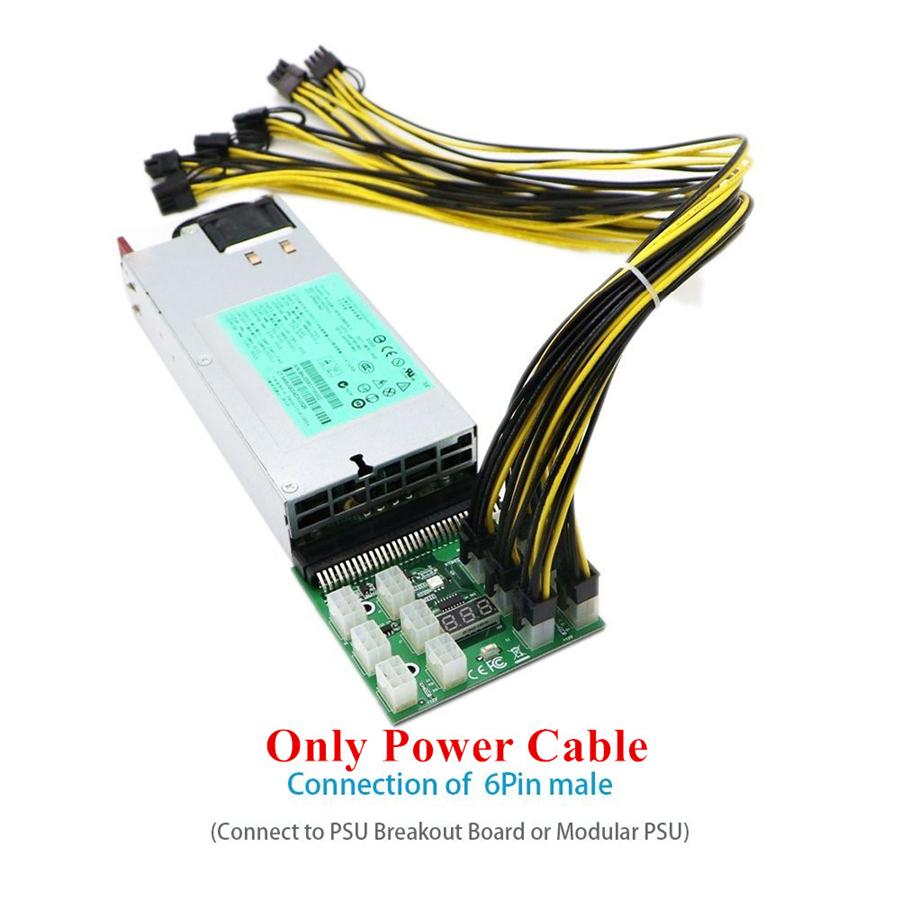 5 X 100cm 6Pin To 8Pin Breakout Cable PCI-E Cable 18AWG For Mining Graphics Card