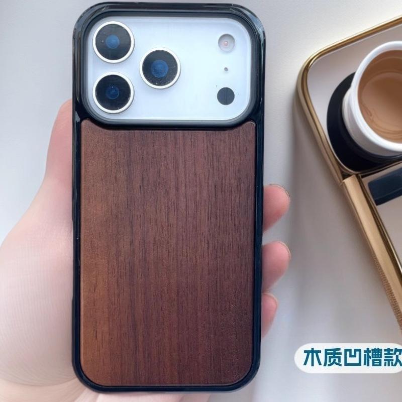 High-end Wooden Phone Case for IPhone 17 Pro Max 17 Air 16 Pro 15 14 13 12 11 Walnut Soft Edge All-inclusive Protective Cover