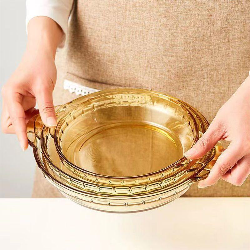 Microwave & Oven-Safe Luxury Glass Plate for Baking, Steaming, and Serving.