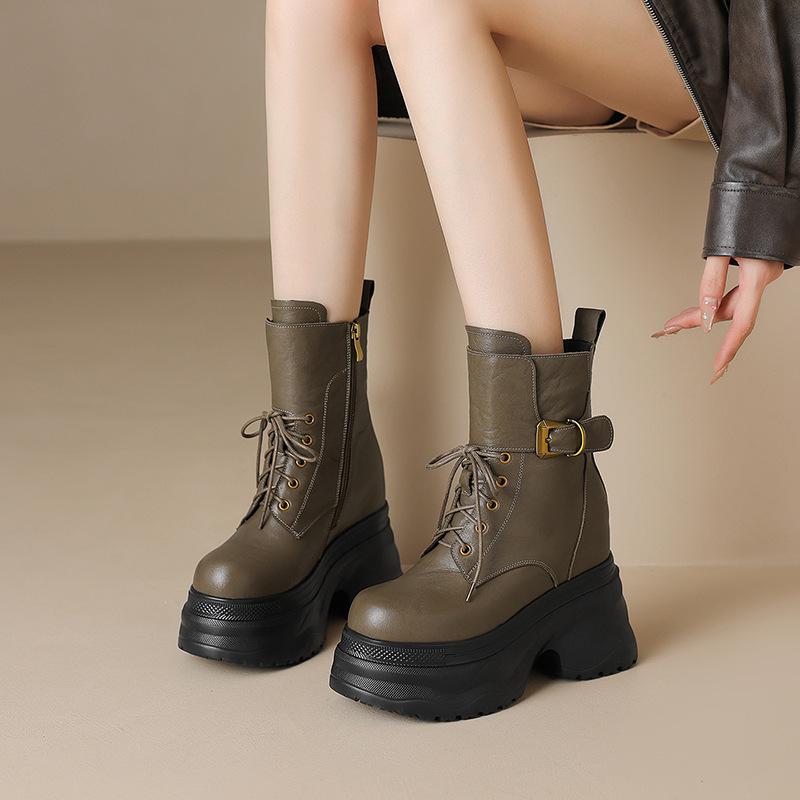 

The first layer of cowhide 12cm inner height increase Martin boots women s 2025 autumn and winter new small thick-soled short boots autumn and winte 39