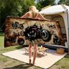 Vintage Klassisches Motorrad Print Strandtuch Schnelltrocknend Mikrofaser Sandfrei Saugfähig Waschbar für Biker Pool Reisen