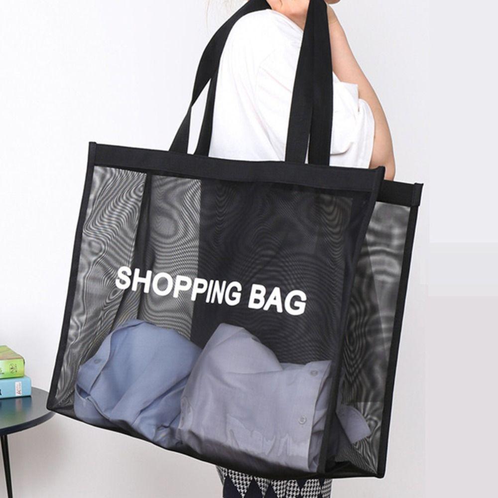 Nylon Transparent Mesh Shopping Bag Single Shoulder Travel Storarge Bag  Yoga