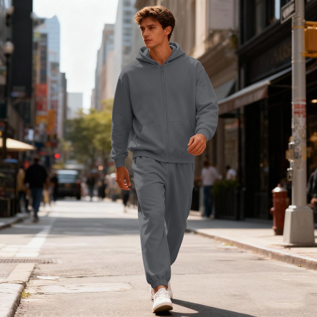Men's Sweatshirt Suit Men's Solid Color Casual Sports Suit Sweatshirt Suit