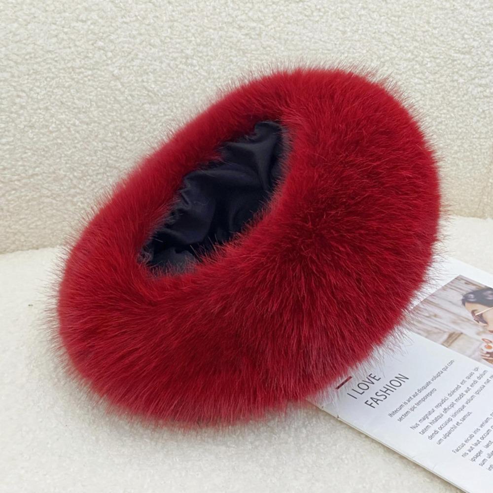 Thick Winter Hat Imitation Fox Fur Wide Headwrap Fashion Elastic Ski Hats  Winter