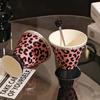 Light Luxury High-end Leopard Print Mug, Vintage Creative High Beauty Ceramic Water Cup, Niche Leopard Print Coffee Cup