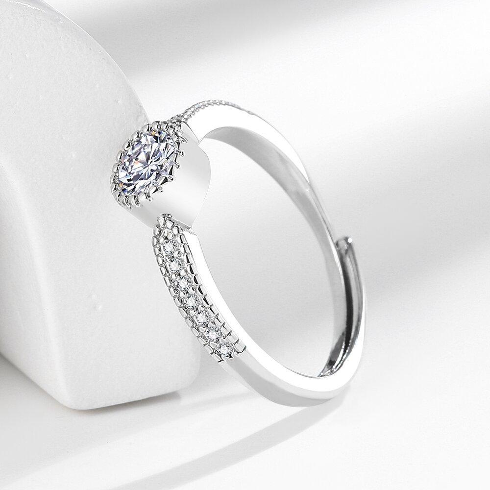 925 Sterling Silver Fashion Light Luxury Round Zircon Ring Birthday Party Anniversary Gift