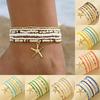 Colorful Starfish Pendant Rice Beads Beaded Anklet for Women Summer Fashion Multi-layer Bracelet Anklet Bohemian Leg Jewelry