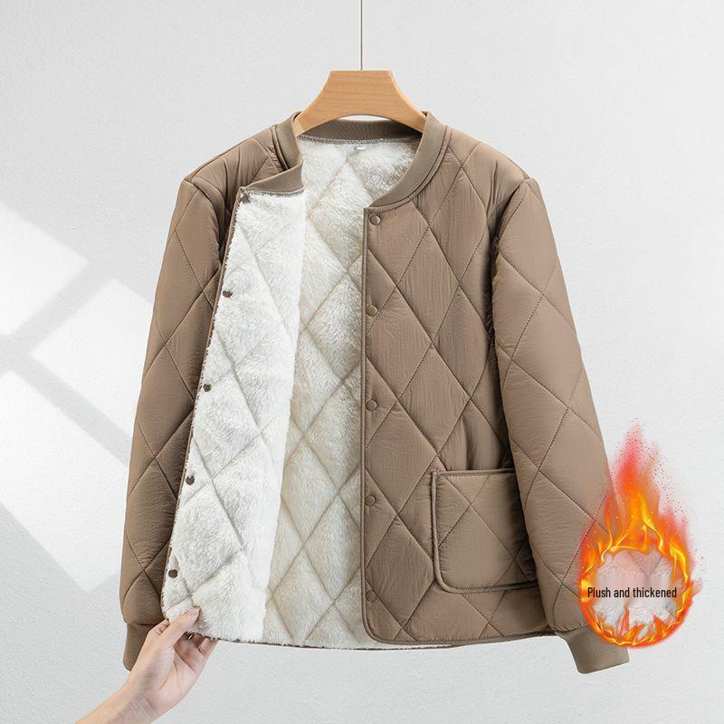 Men's Plus Size Lambswool Cotton Jacket - Autumn Winter Warm, Velvet-Lined, Thick, Short Collar, Loose Fit, Versatile Design