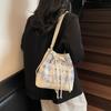 Printed Simple Niche Bucket Bag Summer Popular Shoulder Bag Plaid Commuter Backpack Tide