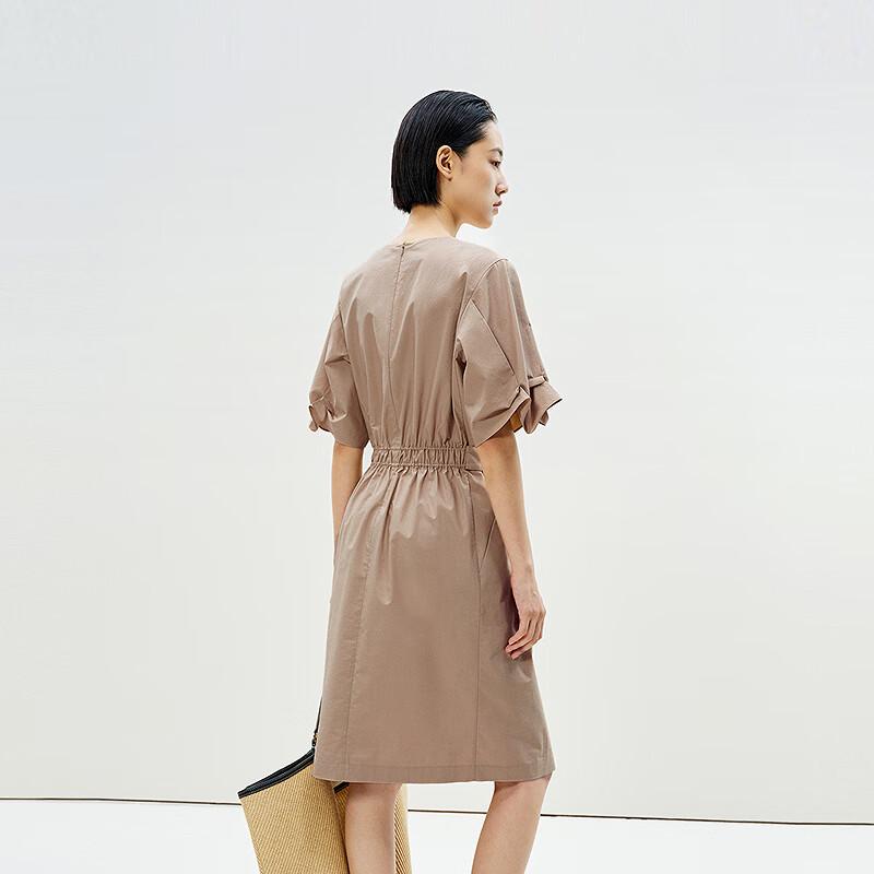 LESS 2025 Summer Mid-length Short-sleeved Dress