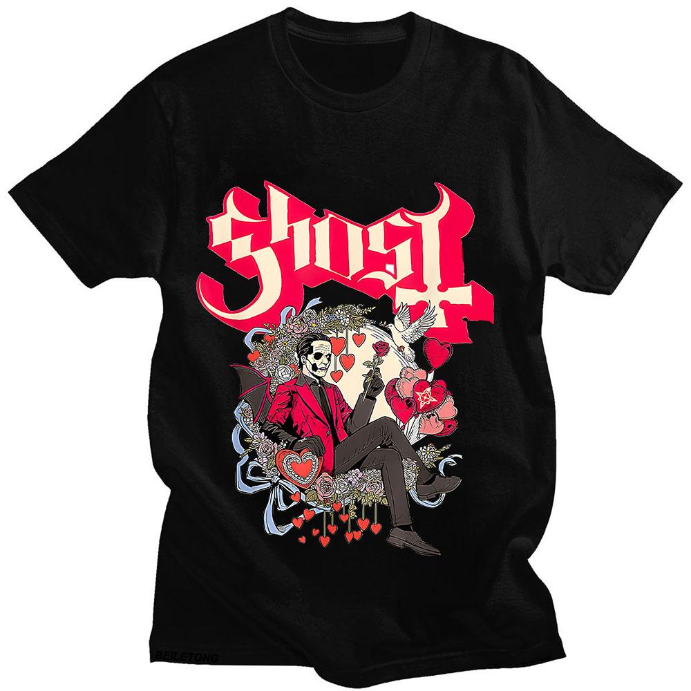 Retro New Ghost Band T Shirt Summer O-neck Cartoon Tee-shirt Funko Pop Fashion Aesthetic Tshirt Ropa Hombre O-neck Clothing