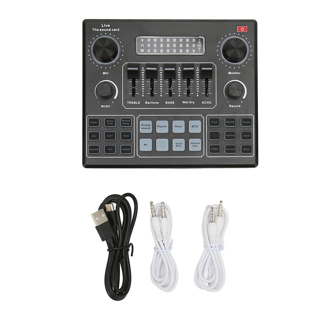 Live Sound Card Multiple Sound Effects Voice Changing External Mini Sound Mixer Board for Live Strea