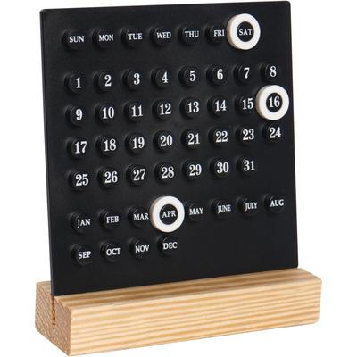 GDYOOSHOW Perpetual Calendar Desk Wood Calendar Stand Acrylic Calendar Desktop Decor for Livingroom Office Shop Bar Week Month Day Display(1pc Black)