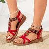 Summer Bohemia new fashion beaded sandals  plus size Open Toe Flat Sandals Comfortable Beach Sandal Shoes