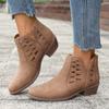 New hollow thick heel round head low top new vacation daily ankle boots