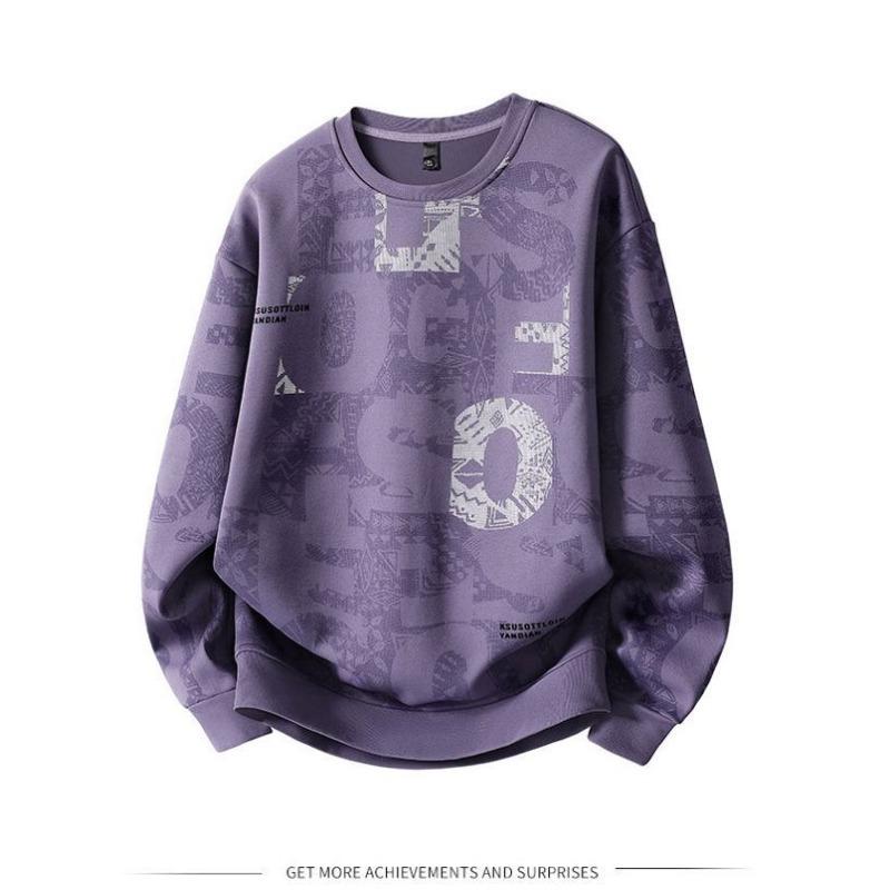 Letter Round Neck Sweatshirt Spring Autumn Trendy Casual New Versatile Long-sleeved Top Printed T-shirt