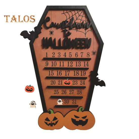 

Календарь обратного отсчета до Хэллоуина Деревянный календарь обратного отсчета в виде тыквы-призрака Многоразовые украшения ужасов на Хэллоуин для украшения домашней вечеринки A