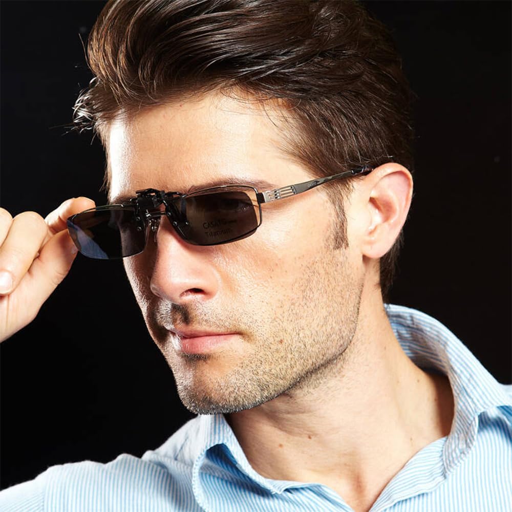 Renjzle Clip-On Polarized Sunglasses, 5-Color Set, Flip-Up Design, UV Protection, Polarized Lenses, Ultra Lightweight, for Driving, Cycling,