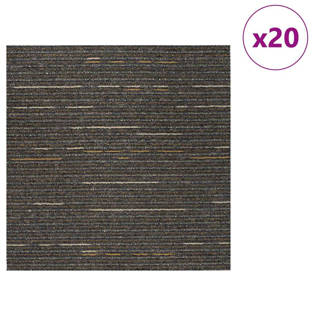 Striped Light Brown Carpet Tile 50 x 50 cm 20 pcs