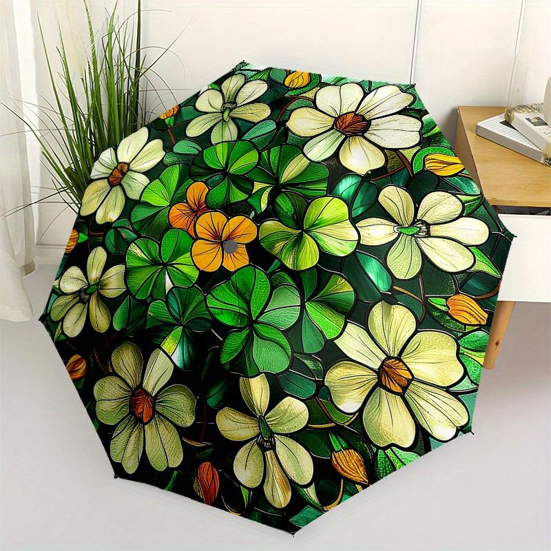 Stained Glass Floral Panel - Circular Window Art Decor Umbrella, Christmas Gift Y89