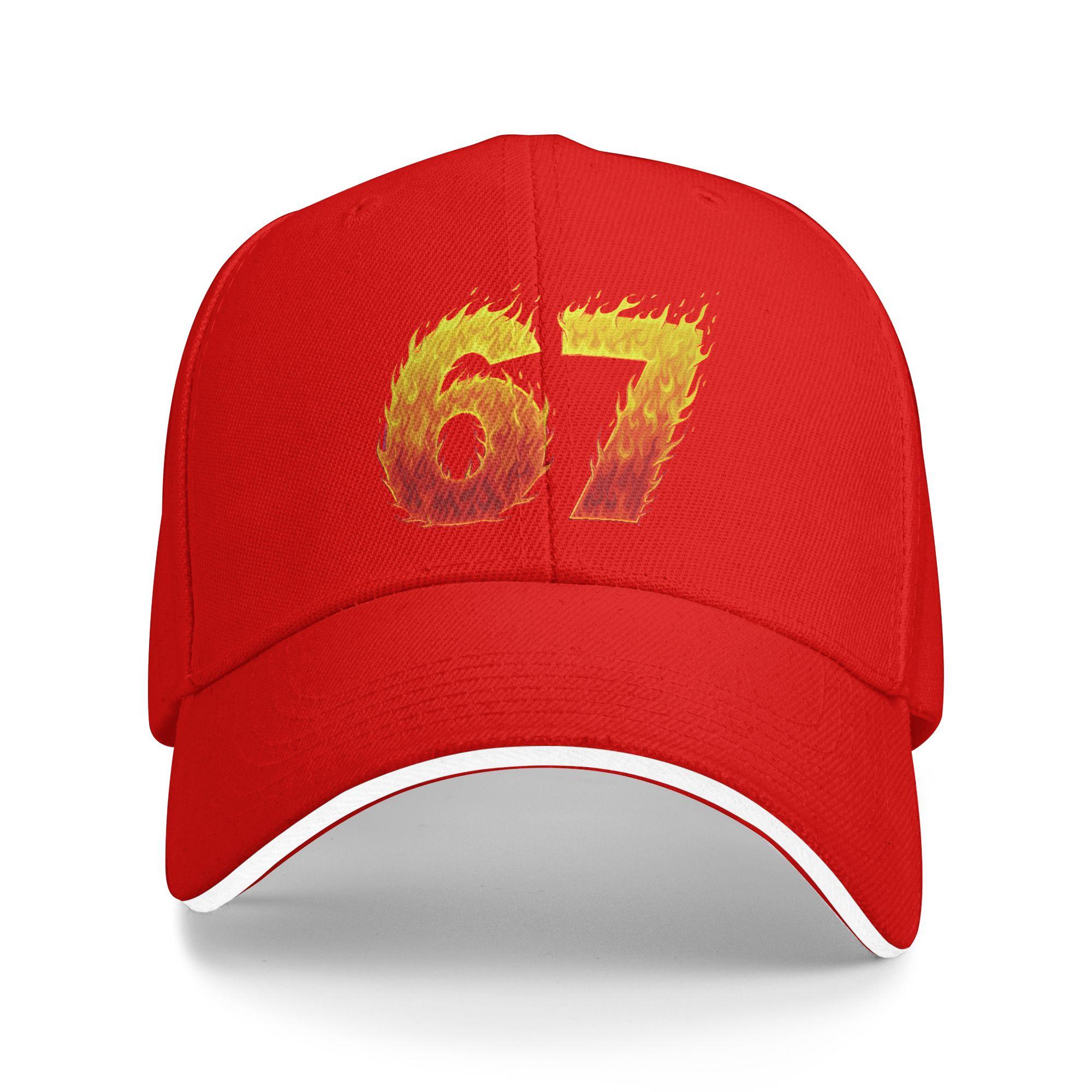 

Summer Casual Baseball Cap 67 Flames Funny Six Seven Gen Alpha Meme Slang Outdoor Gym Hip Hop Hats For Men Adult Baseball Caps One Size