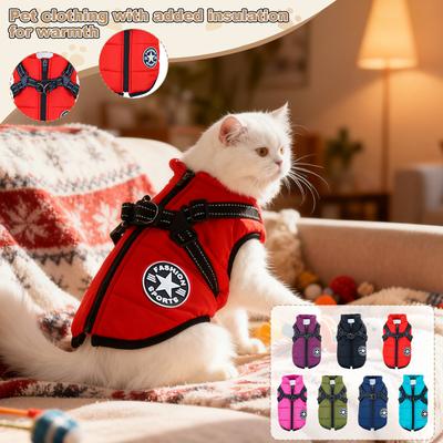 Pet Clothing Thickened For Warmth, Winter Chest And Back Cotton Jackets For Dogs And Cats, Cotton Vests For Cats, Dog Supplies